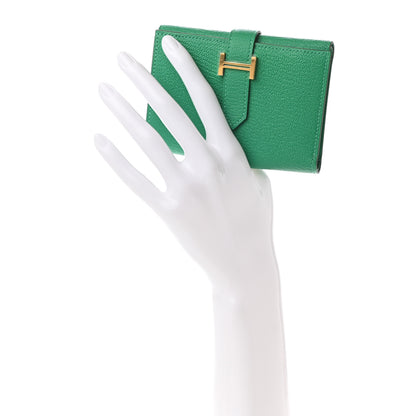 Hermes Chevre Mysore Tri-Fold Compact Bearn Wallet Menthe 2 of 6