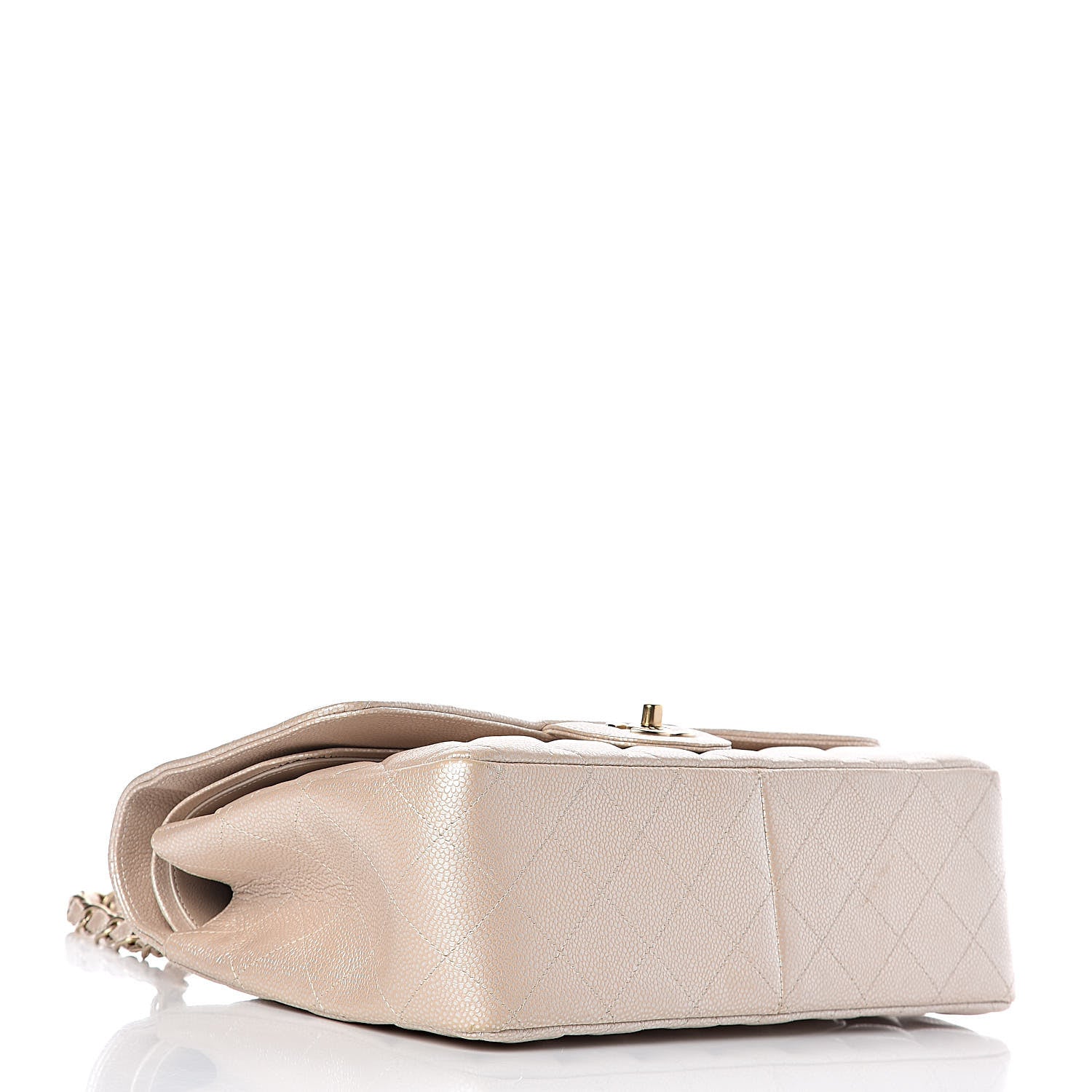 Chanel Pearly Caviar Quilted Jumbo Double Flap Light Beige 4 of 9