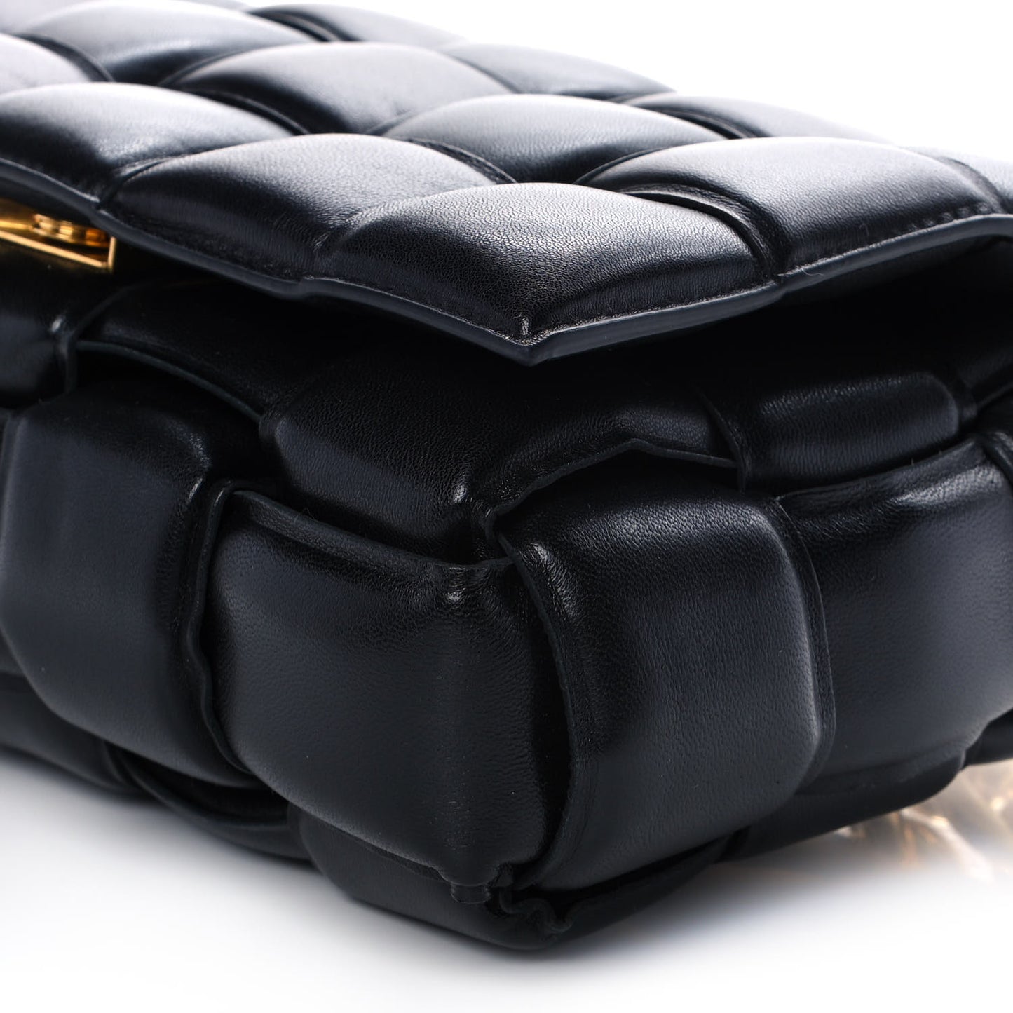 Lambskin Maxi Intreccio Padded Chain Cassette Crossbody Bag Black