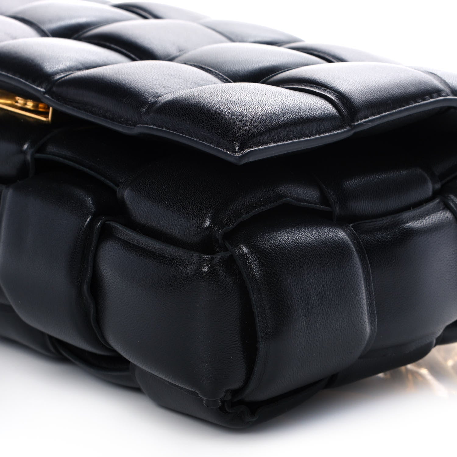 Bottega Veneta Lambskin Maxi Intreccio Padded Chain Cassette Crossbody Bag Black 9 of 10