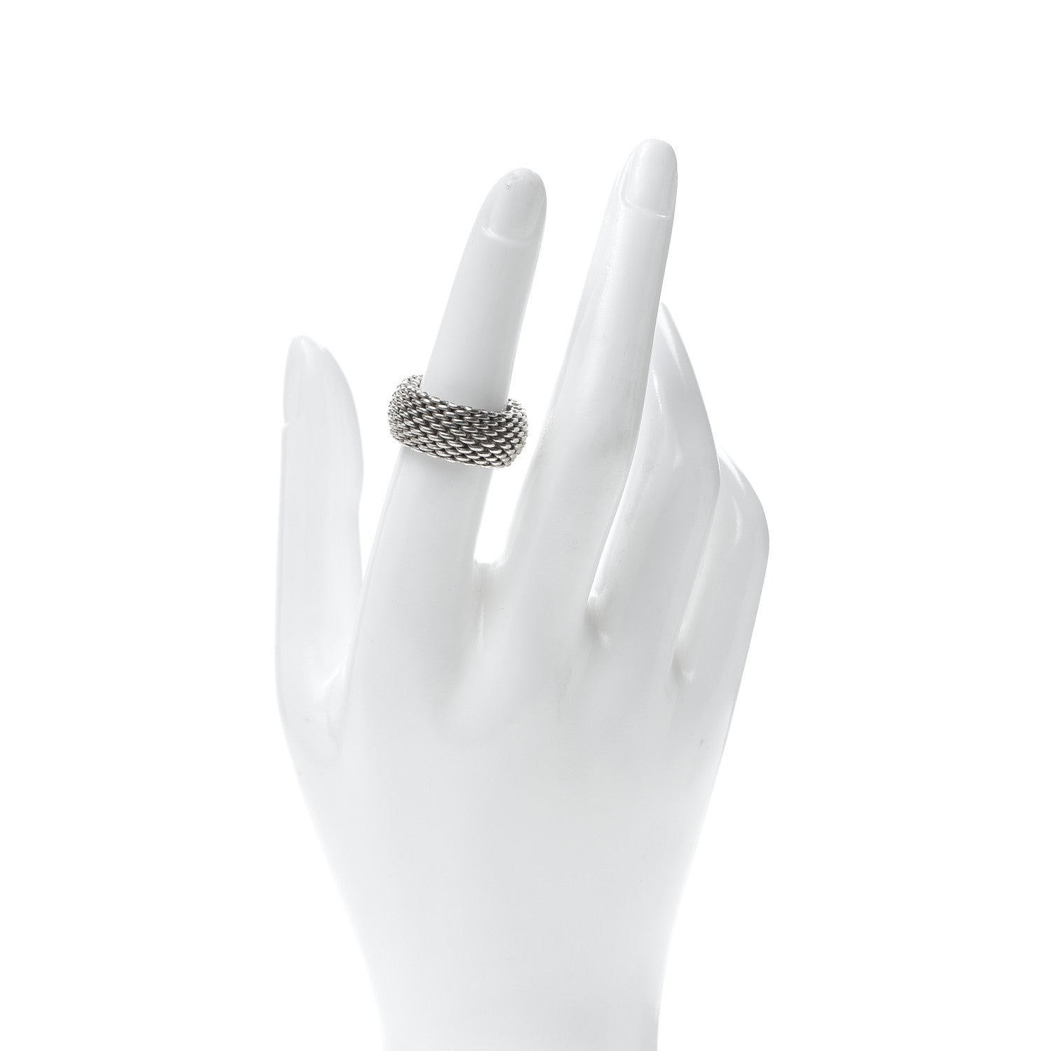 Tiffany Sterling Silver Somerset Mesh Ring 52 6 2 of 4