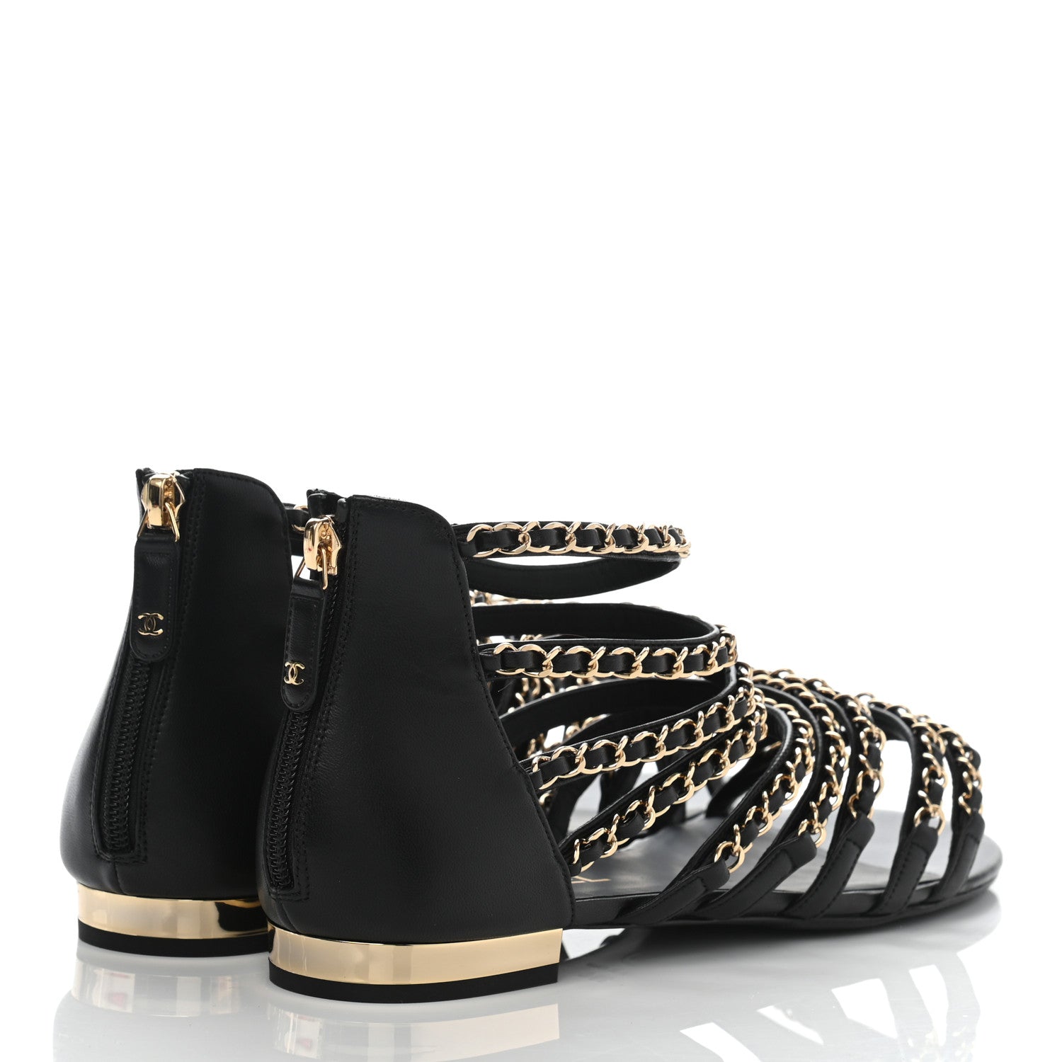 Chanel Lambskin CC Chain Sandals 39 Black 4 of 7