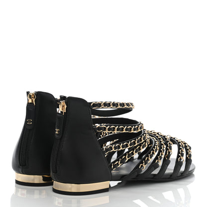 Chanel Lambskin CC Chain Sandals 39 Black 4 of 7