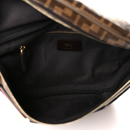 Fendi X FILA Glazed Fabric Vitello Century FF 1974 Mania Belt Bag Mogano Panna Blueberry 5 of 9