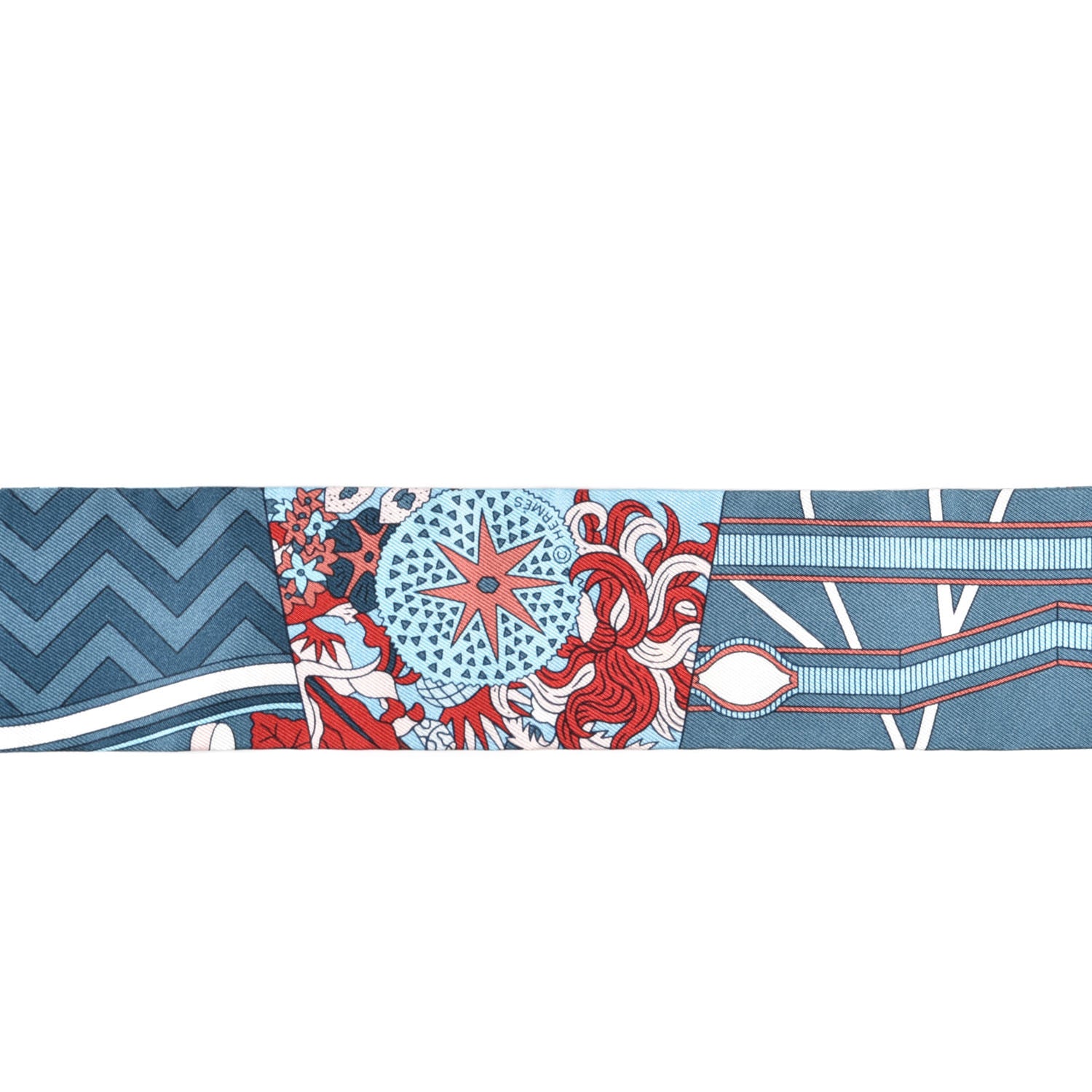 Hermes Silk De l'Ombrelle Aux Duels Twilly Bleu Moyen Rose Pale 3 of 4