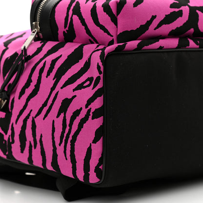 Saint Laurent Canvas Zebra Print City Backpack Pink Black 9 of 10