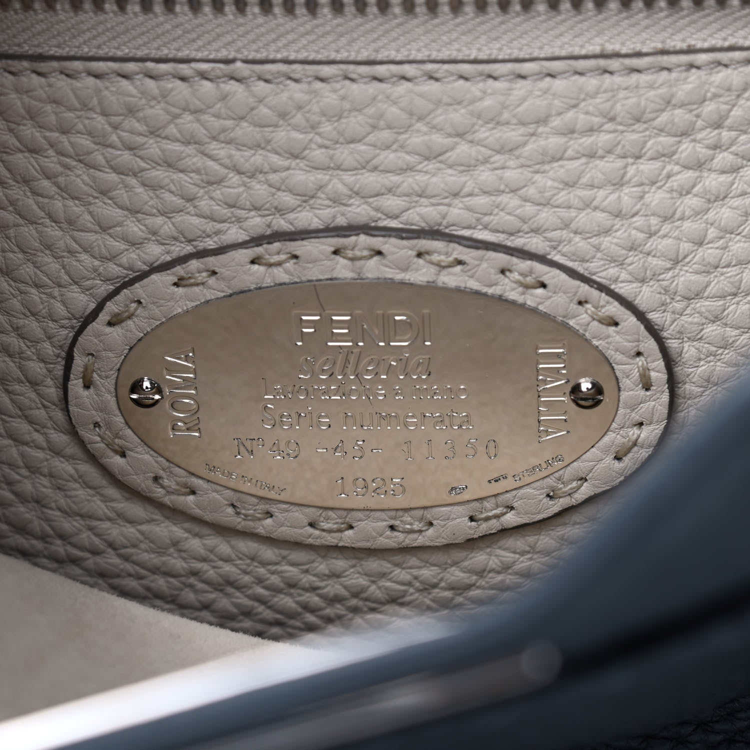 Fendi Cuoio Romano Selleria Bi-Color Medium Peekaboo Iconic Satchel Asfalto Latte 8 of 12