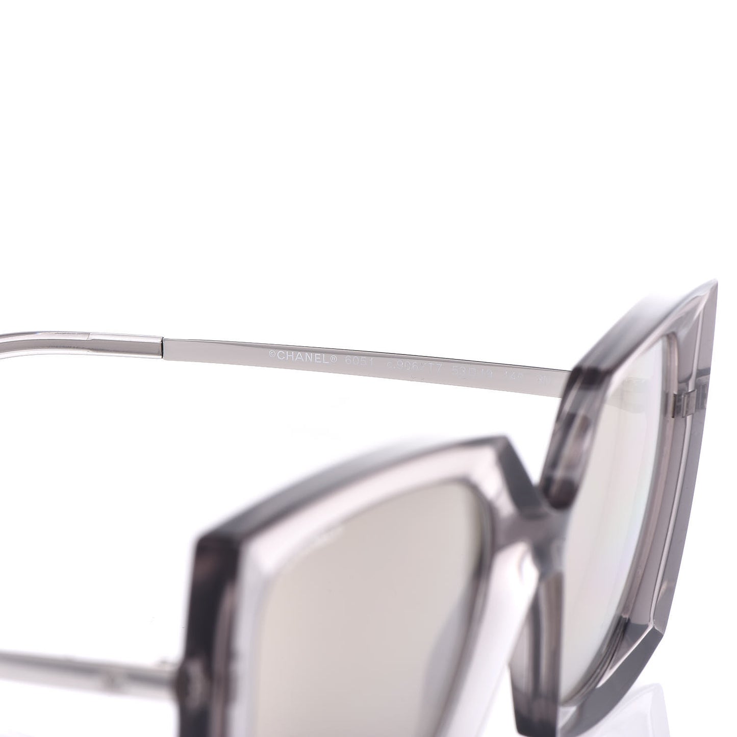 18K White Gold Mirror Square Sunglasses 6051 Gray