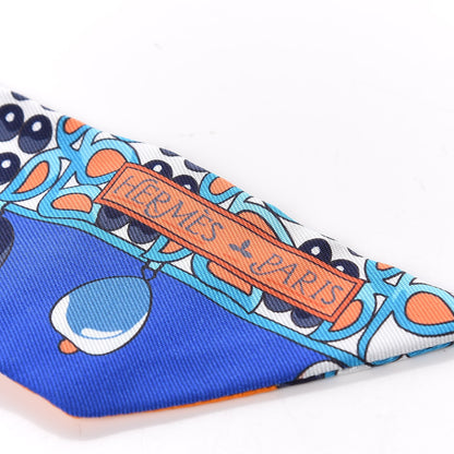 Hermes Silk Parures Des Maharajas Twilly Bleu Royal Orange Turquoise 5 of 5