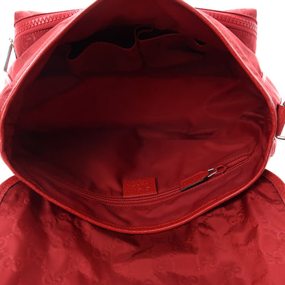 Gucci Nylon Monogram Double Buckle Flap Messenger Bag Vibrant Red 5 of 10