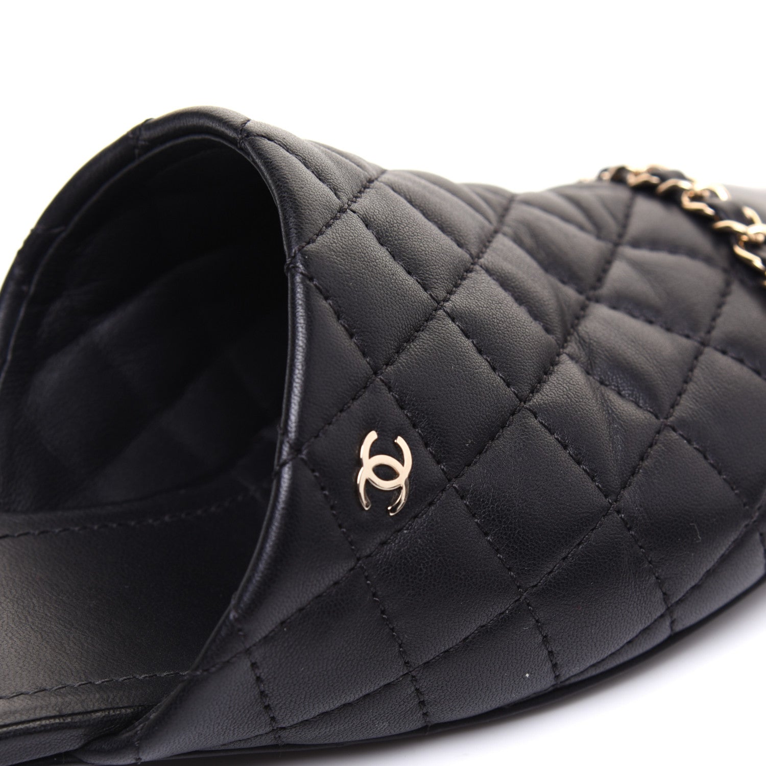 Chanel Lambskin Patent Quilted Chain Mules 37.5 Black 13 of 16