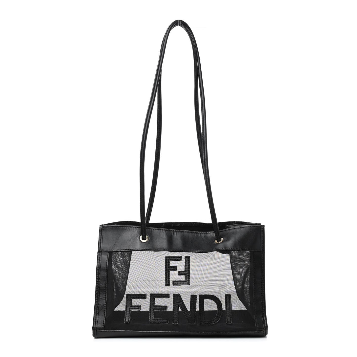Calfskin Mesh FF Shoulder Tote Black