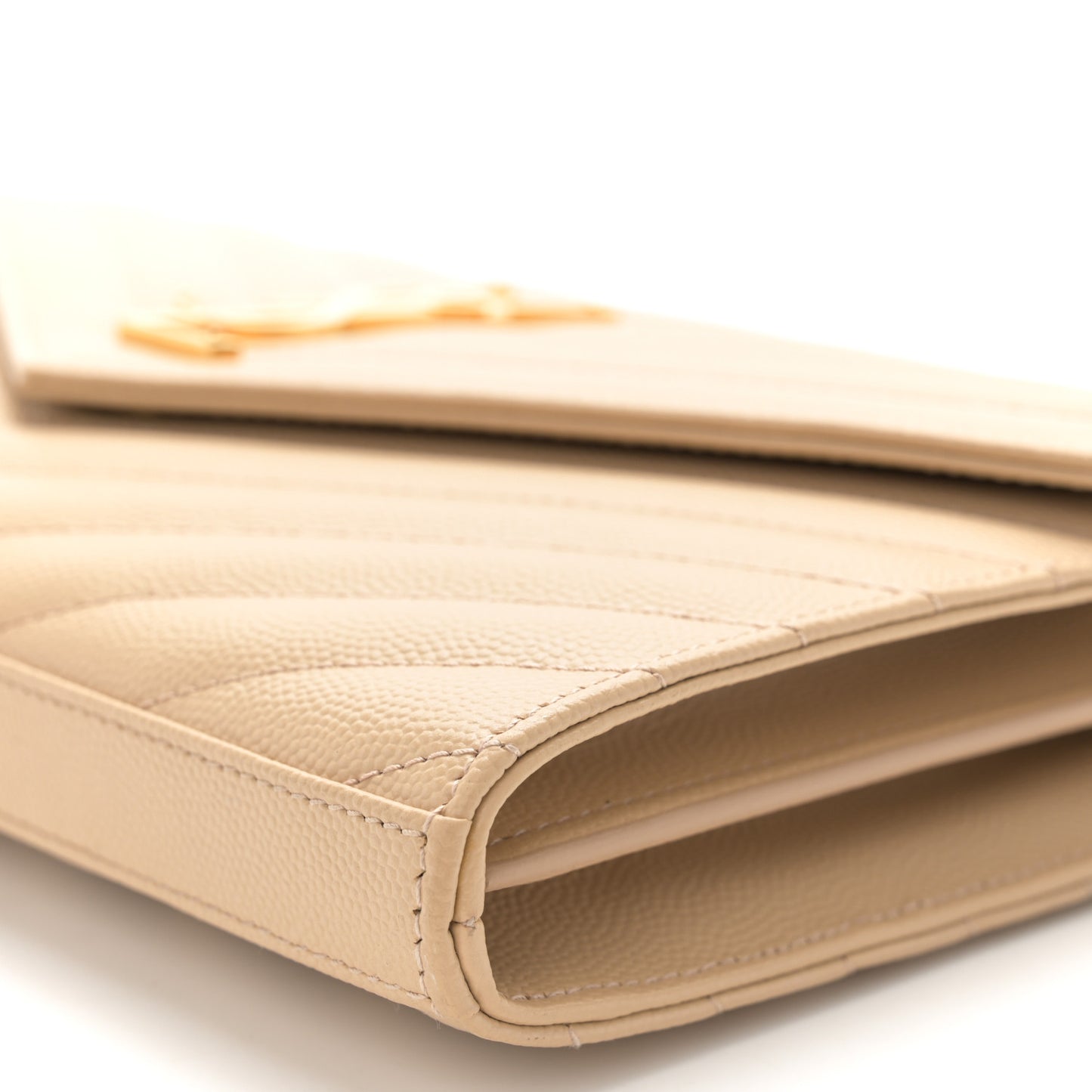 Grain De Poudre Matelasse Chevron Monogram Chain Wallet Nude Powder