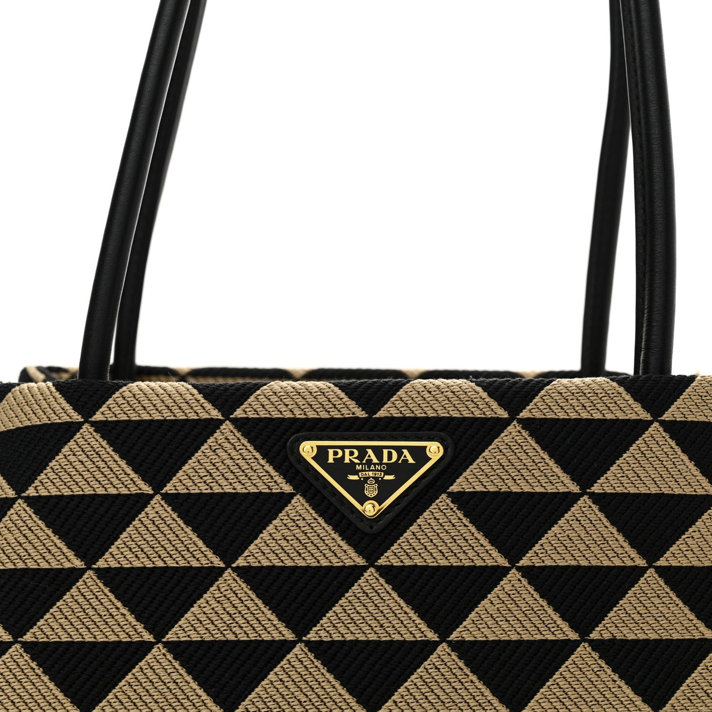 Jacquard Triangolo Symbole Embroidered Small Shoulder Bag Black Corda