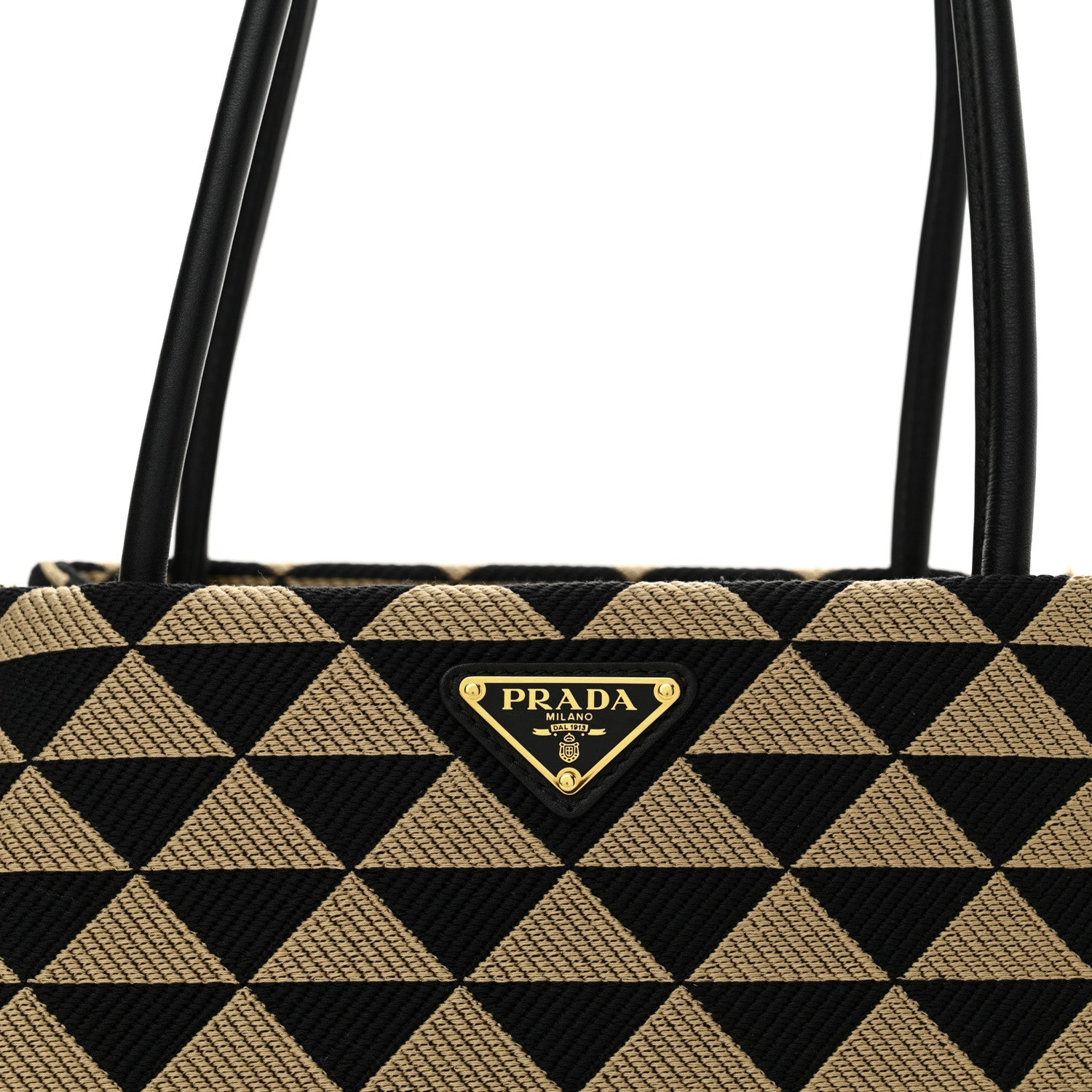 Prada Jacquard Triangolo Symbole Embroidered Small Shoulder Bag Black Corda 8 of 11