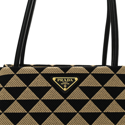 Prada Jacquard Triangolo Symbole Embroidered Small Shoulder Bag Black Corda 8 of 11