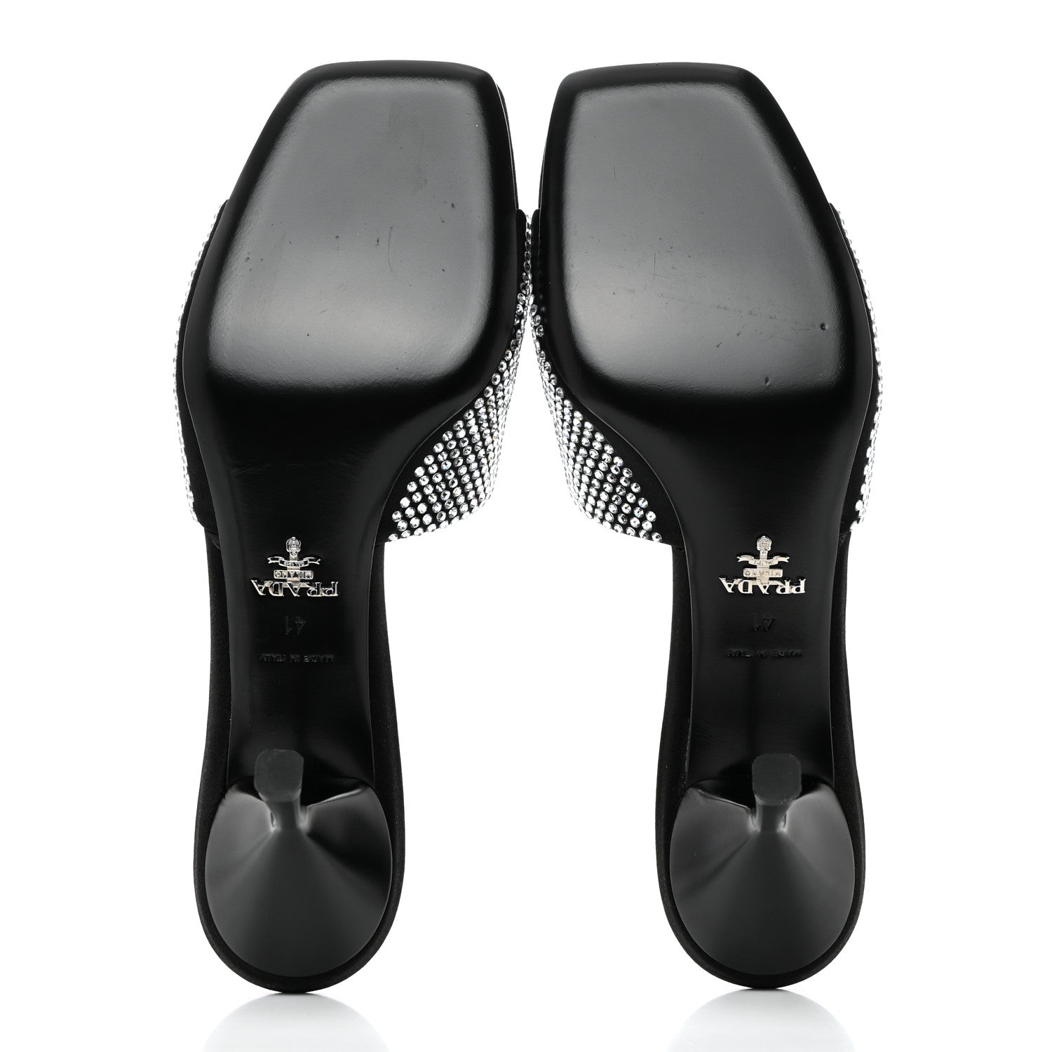 Prada Satin Crystal Logo 65mm Slide Sandals 41 Cristal 5 of 8