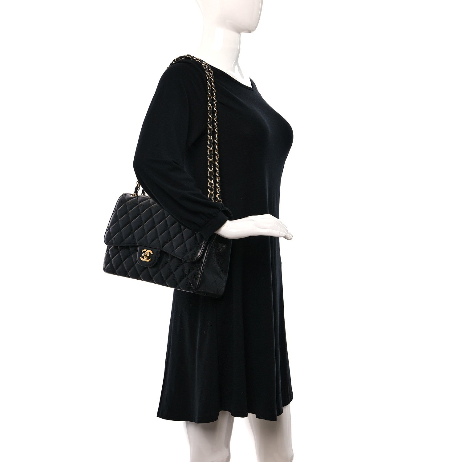 Chanel Caviar Quilted Jumbo Double Flap Black 2 of 9