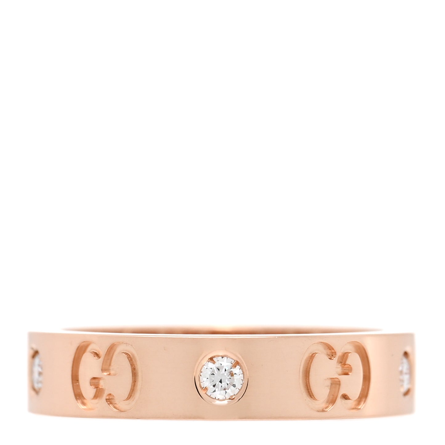 18K Rose Gold Diamond Icon Band Ring 49 4.75