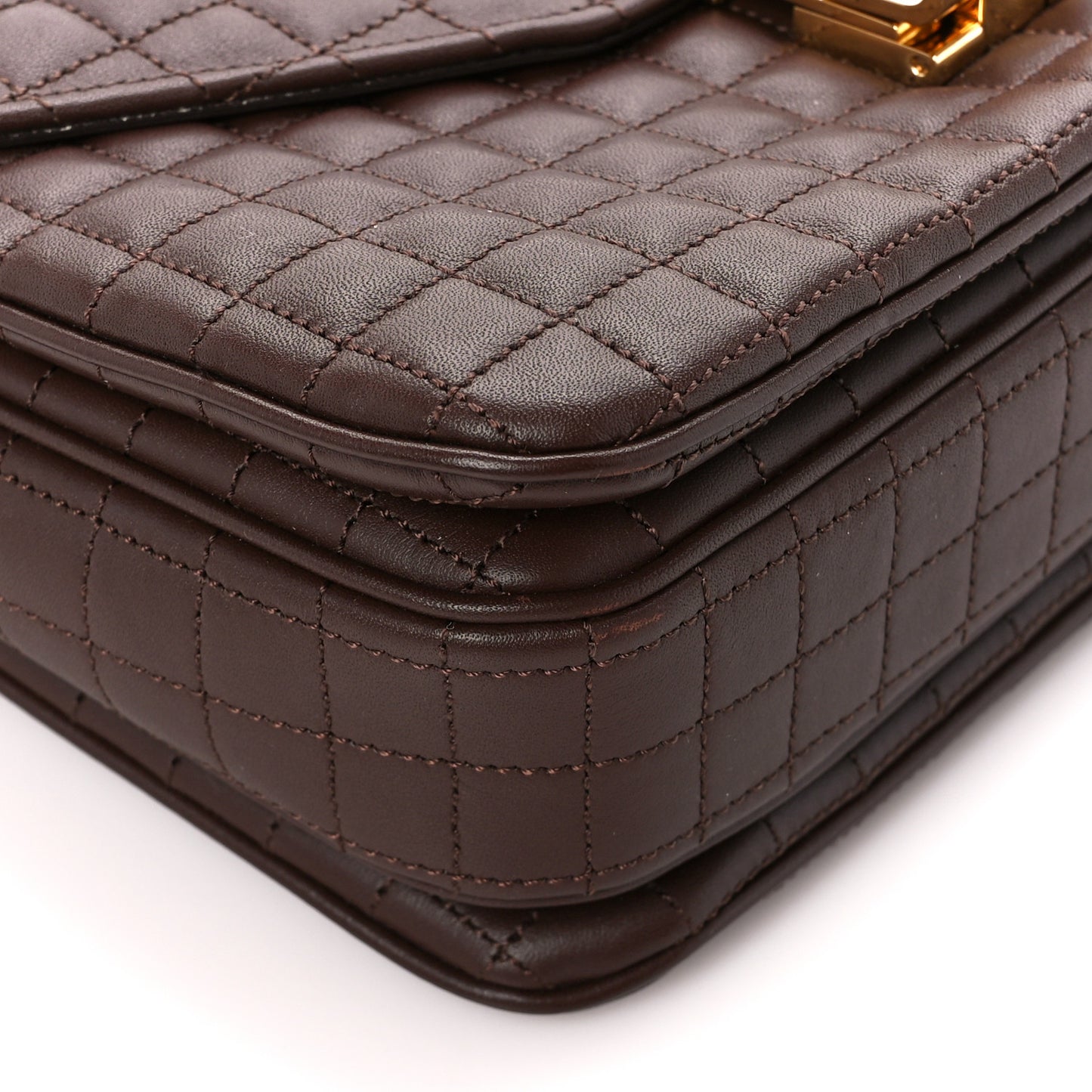 Calfskin Quilted Medium C Bag Brown