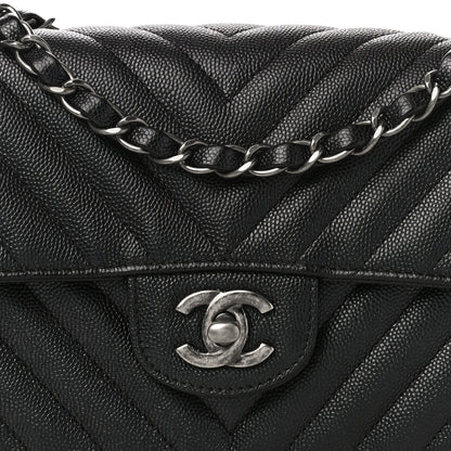 Chanel Caviar Chevron Quilted Mini Rectangular Flap Black 8 of 13