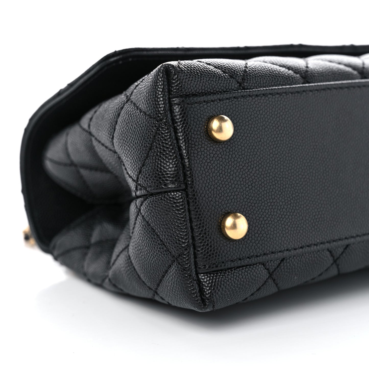 Caviar Quilted Mini Coco Chain Handle Flap Black