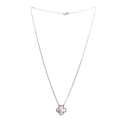 Van Cleef & Arpels 18K White Gold Mother of Pearl Vintage Alhambra Pendant Necklace 3 of 7