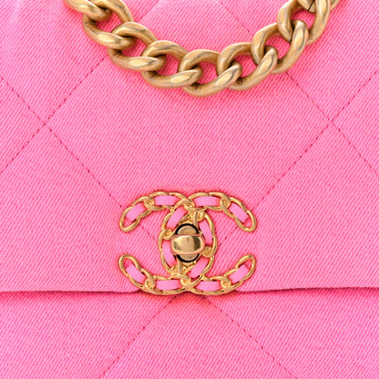 Chanel Denim Quilted Medium Chanel 19 Flap Neon Pink 8 of 12