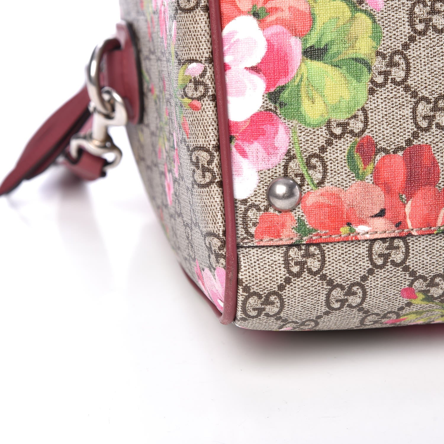 Gucci GG Supreme Monogram Blooms Medium Boston Beige Multicolor Dry Rose 11 of 15