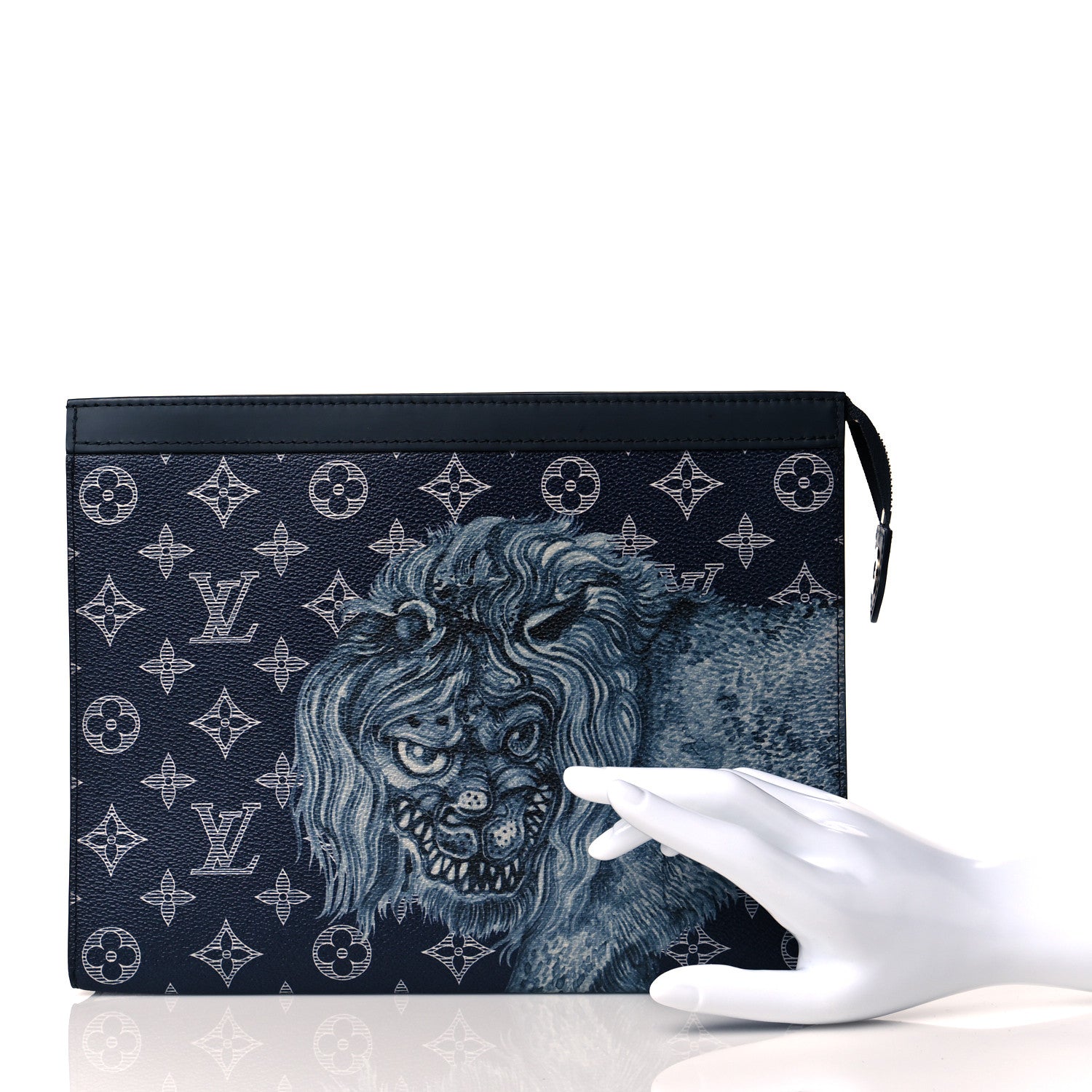Louis Vuitton Savane Monogram Chapman Lion Pochette Voyage MM Ink 2 of 10