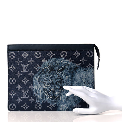 Louis Vuitton Savane Monogram Chapman Lion Pochette Voyage MM Ink 2 of 10