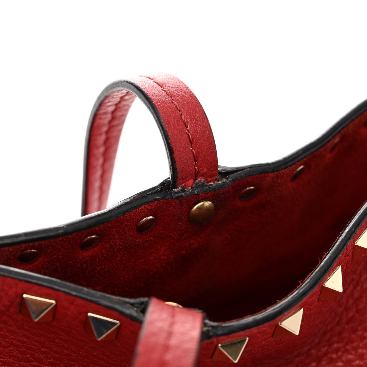 Grained Calfskin Rockstud Shoulder Tote Rosso Valentino