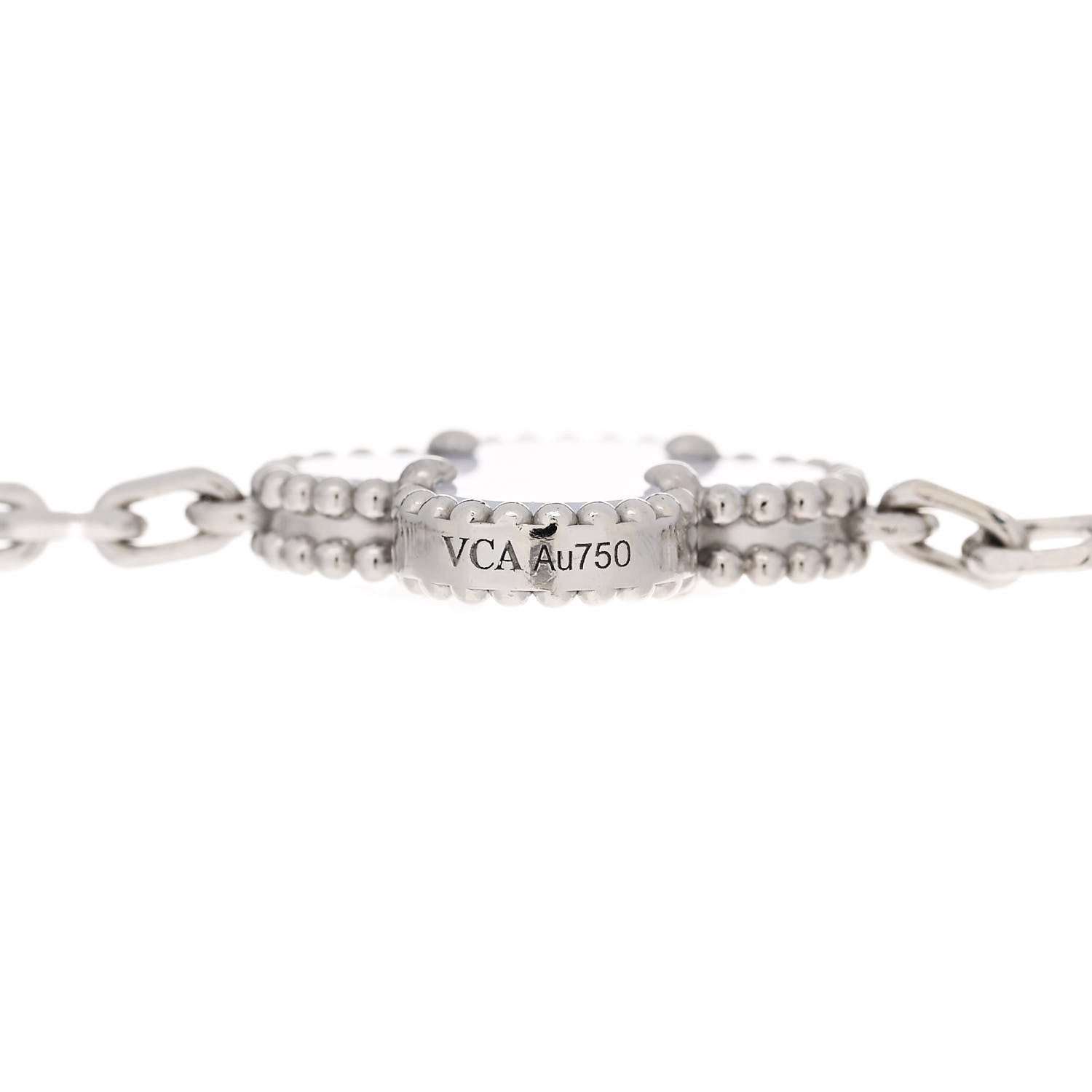 Van Cleef & Arpels 18K White Gold Chalcedony 5 Motifs Vintage Alhambra Bracelet 3 of 4