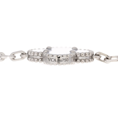Van Cleef & Arpels 18K White Gold Chalcedony 5 Motifs Vintage Alhambra Bracelet 3 of 4