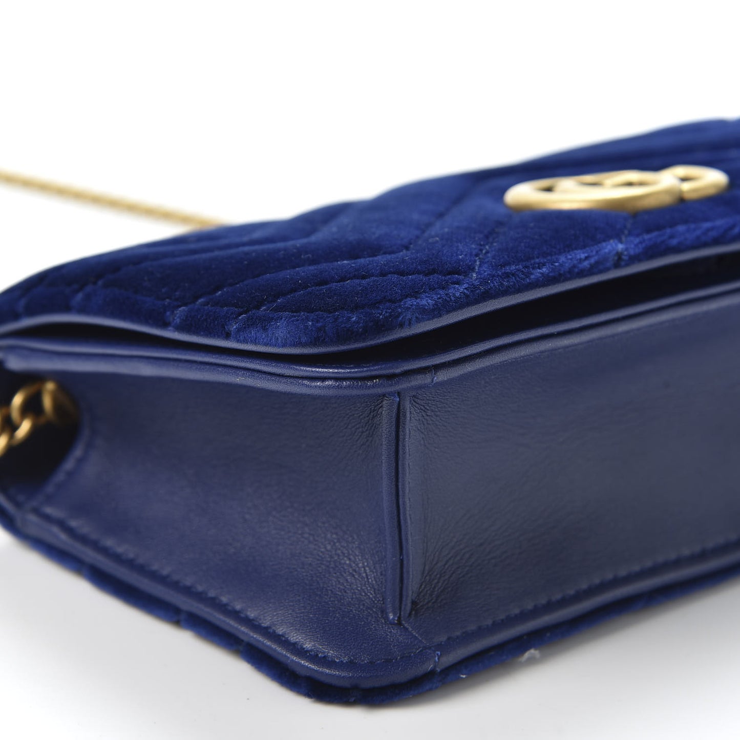 Velvet Matelasse GG Marmont Mini Bag Cobalt Blue