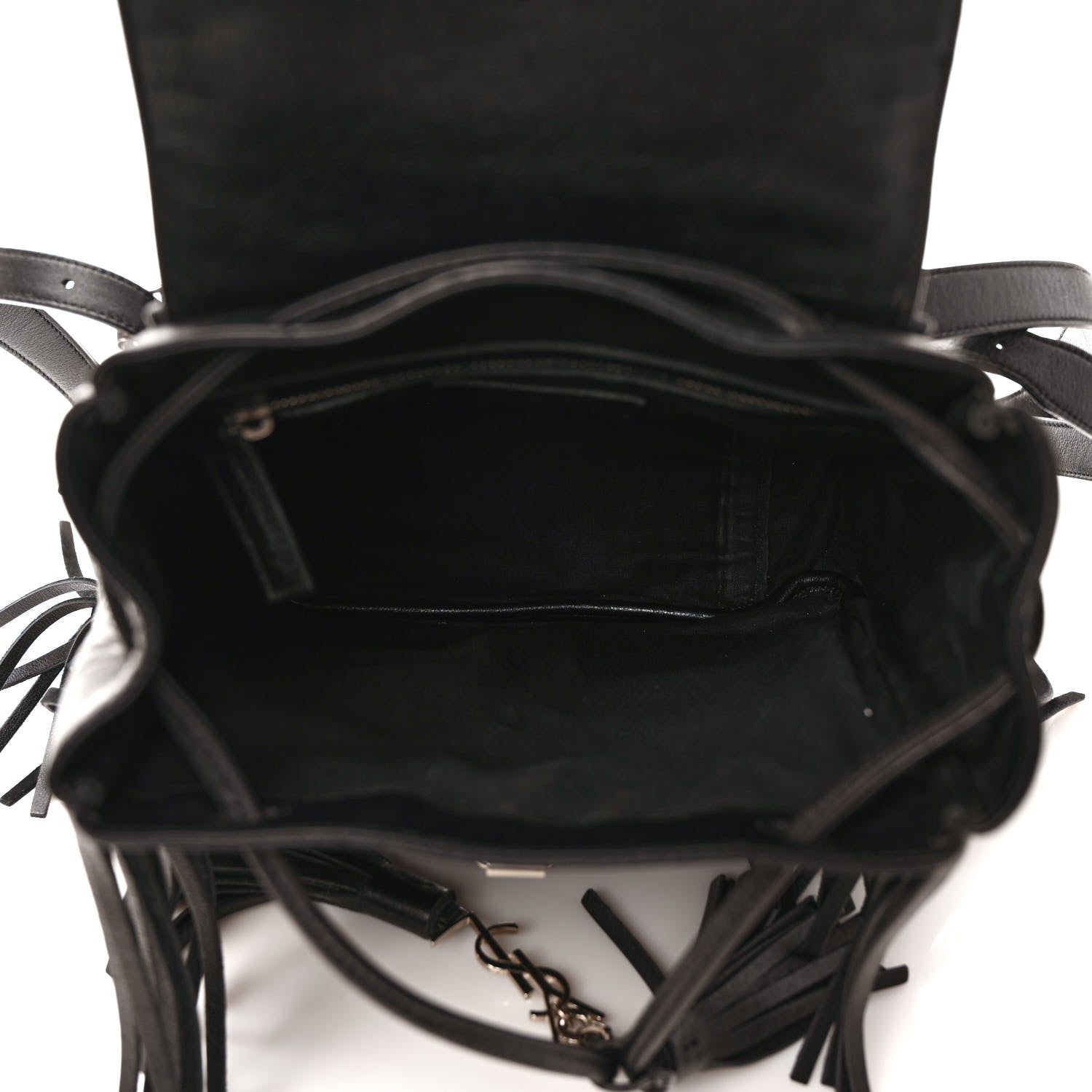 Saint Laurent Calfskin Fringe Festival Backpack Black 5 of 9