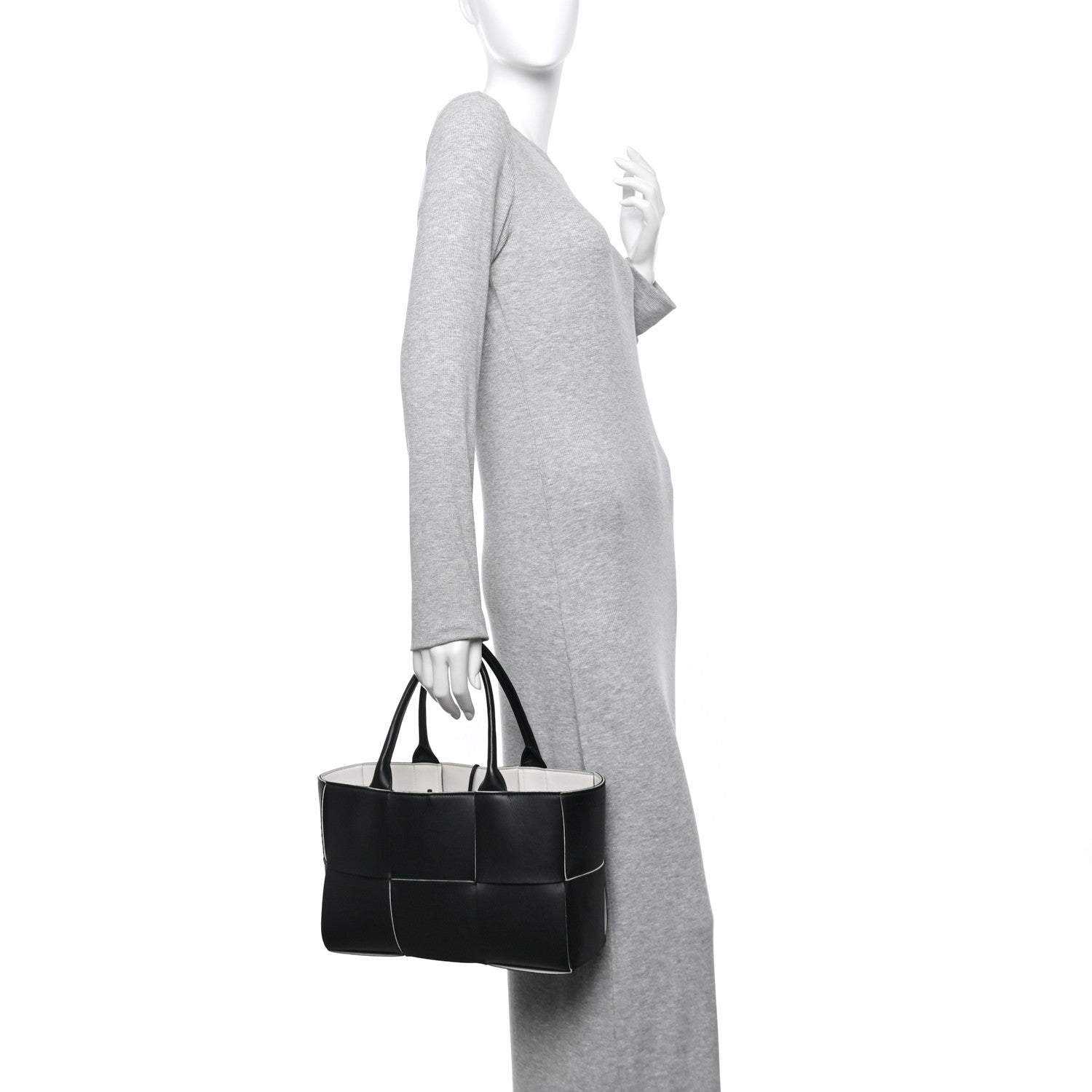 Bottega Veneta Nappa Maxi Intrecciato Small Arco Tote Black White 2 of 14