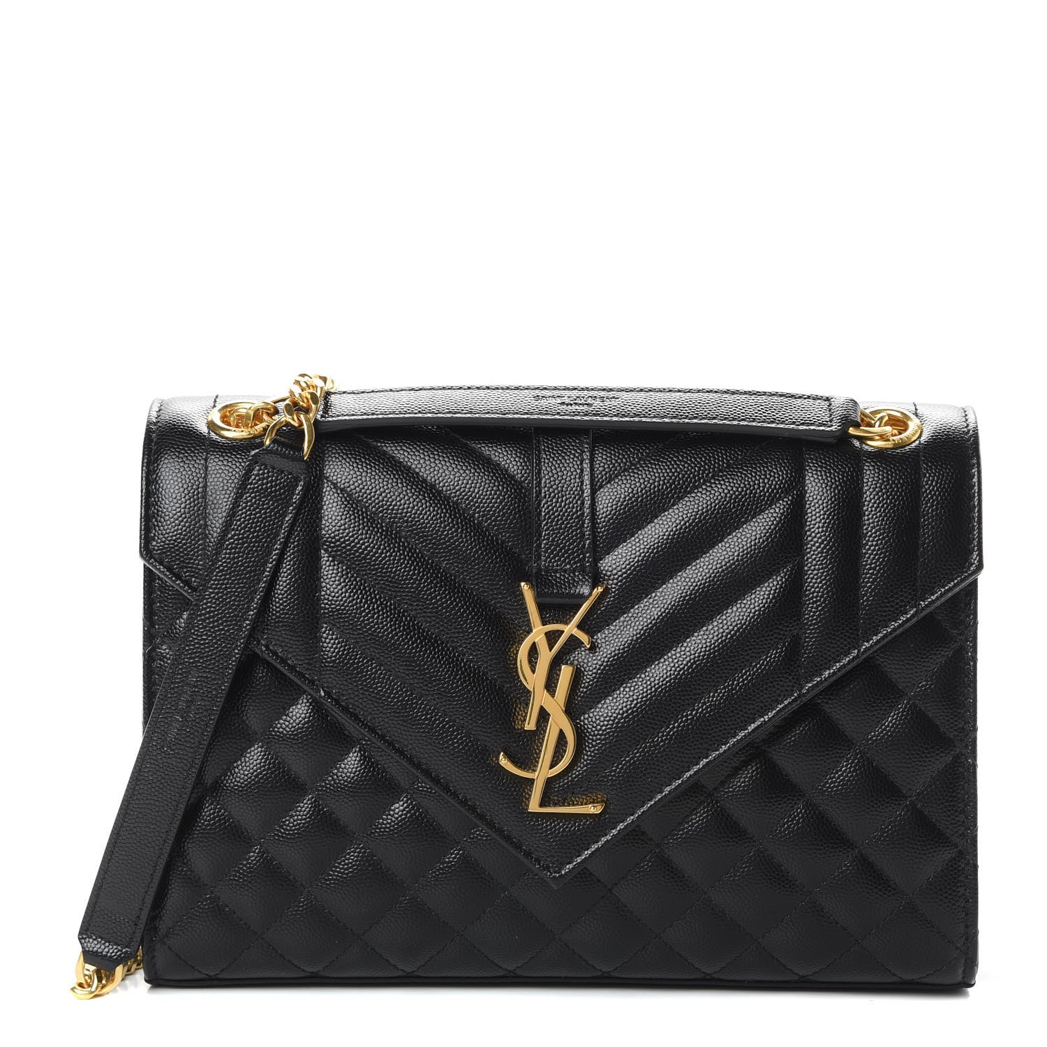 Saint Laurent Grain De Poudre Textured Mixed Matelasse Triquilt Medium Monogram Satchel Black 1 of 11