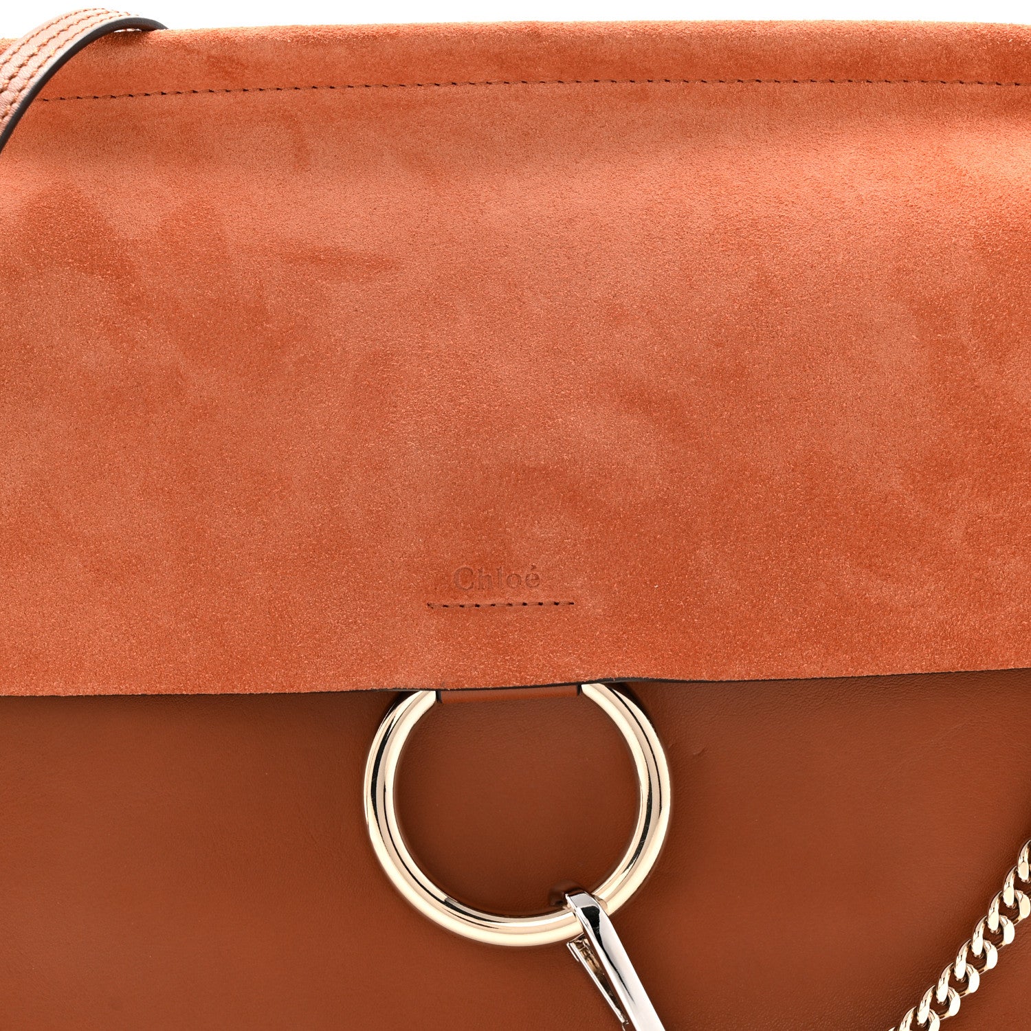 Chloe Suede Calfskin Medium Faye Shoulder Bag Tobacco 7 of 10