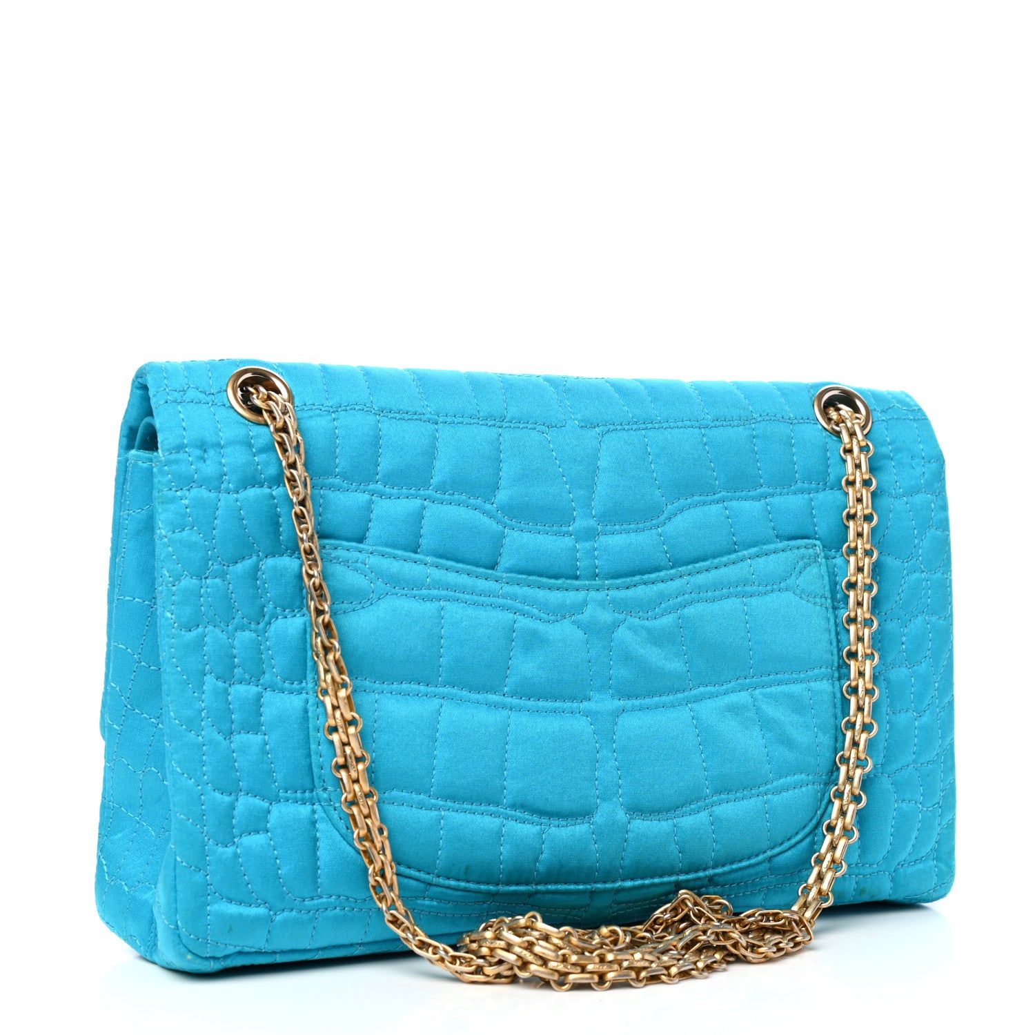Chanel Satin Coco's Croc 2.55 Reissue 225 Flap Turquoise 3 of 11
