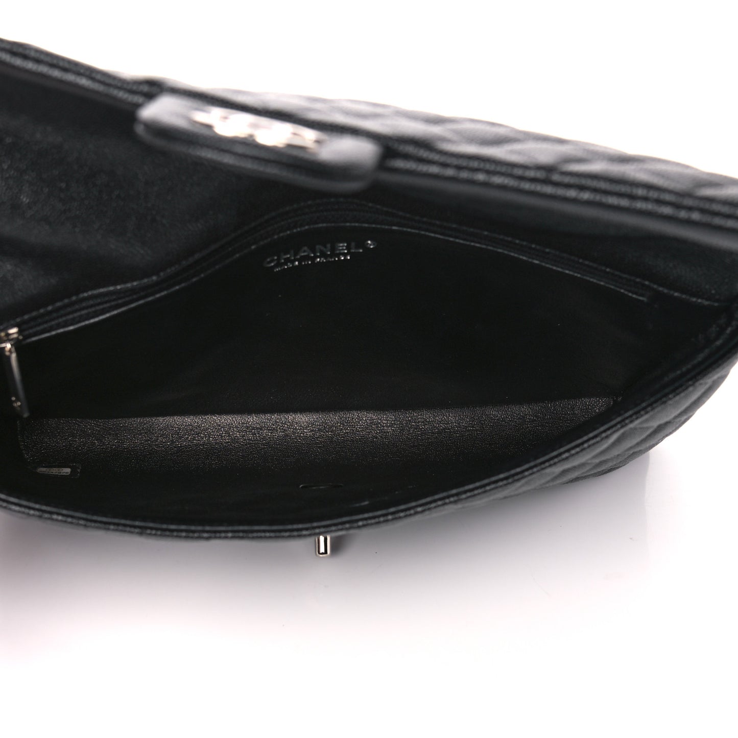 Caviar Quilted Flap Clutch Black