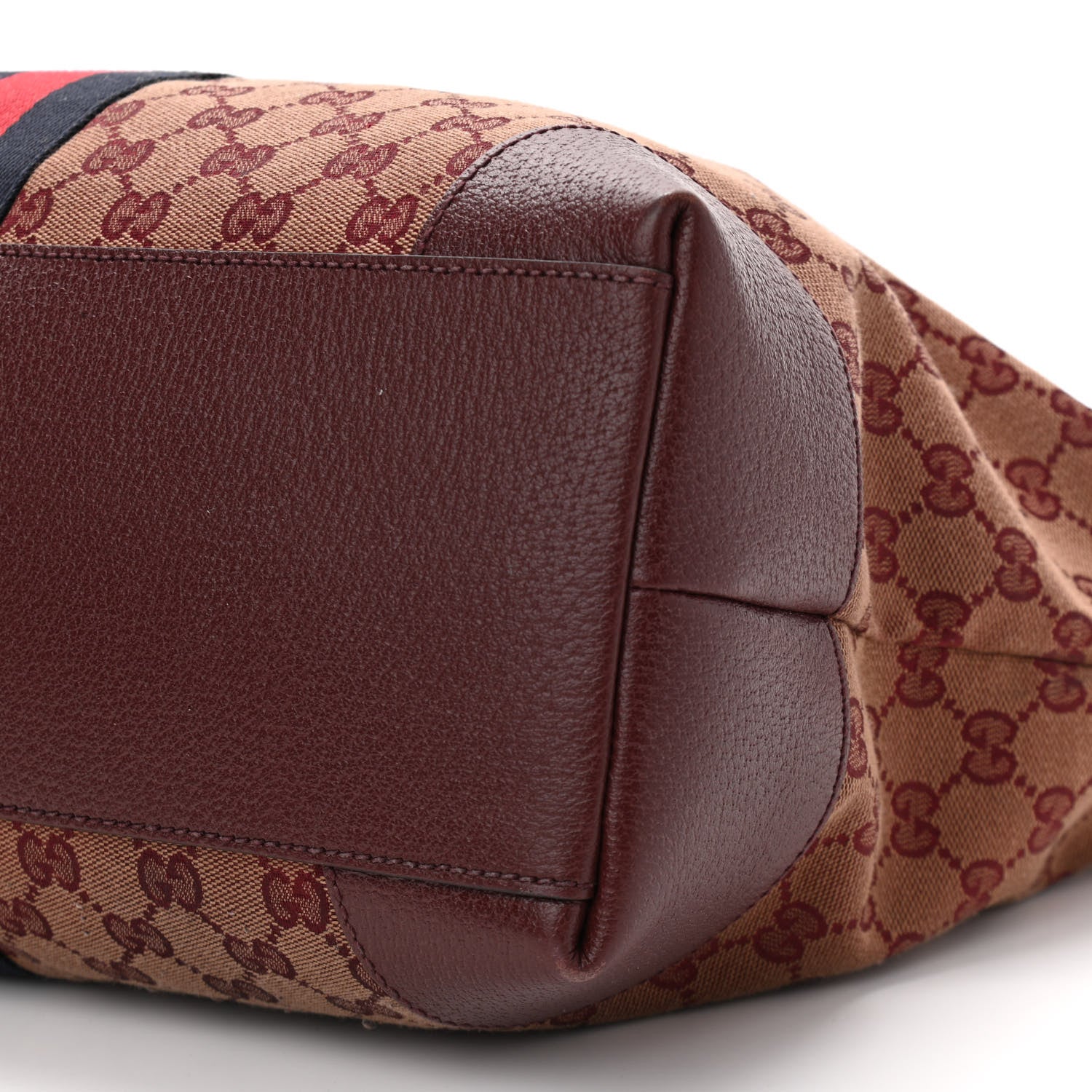 Gucci Monogram Textured Dollar Calfskin Web Medium Ophidia Shopping Tote Sahara Rubino Chardonnay 9 of 13