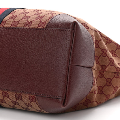Gucci Monogram Textured Dollar Calfskin Web Medium Ophidia Shopping Tote Sahara Rubino Chardonnay 9 of 13