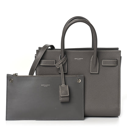 Saint Laurent Grained Calfskin Topstich Baby Sac De Jour Grey 2 of 10