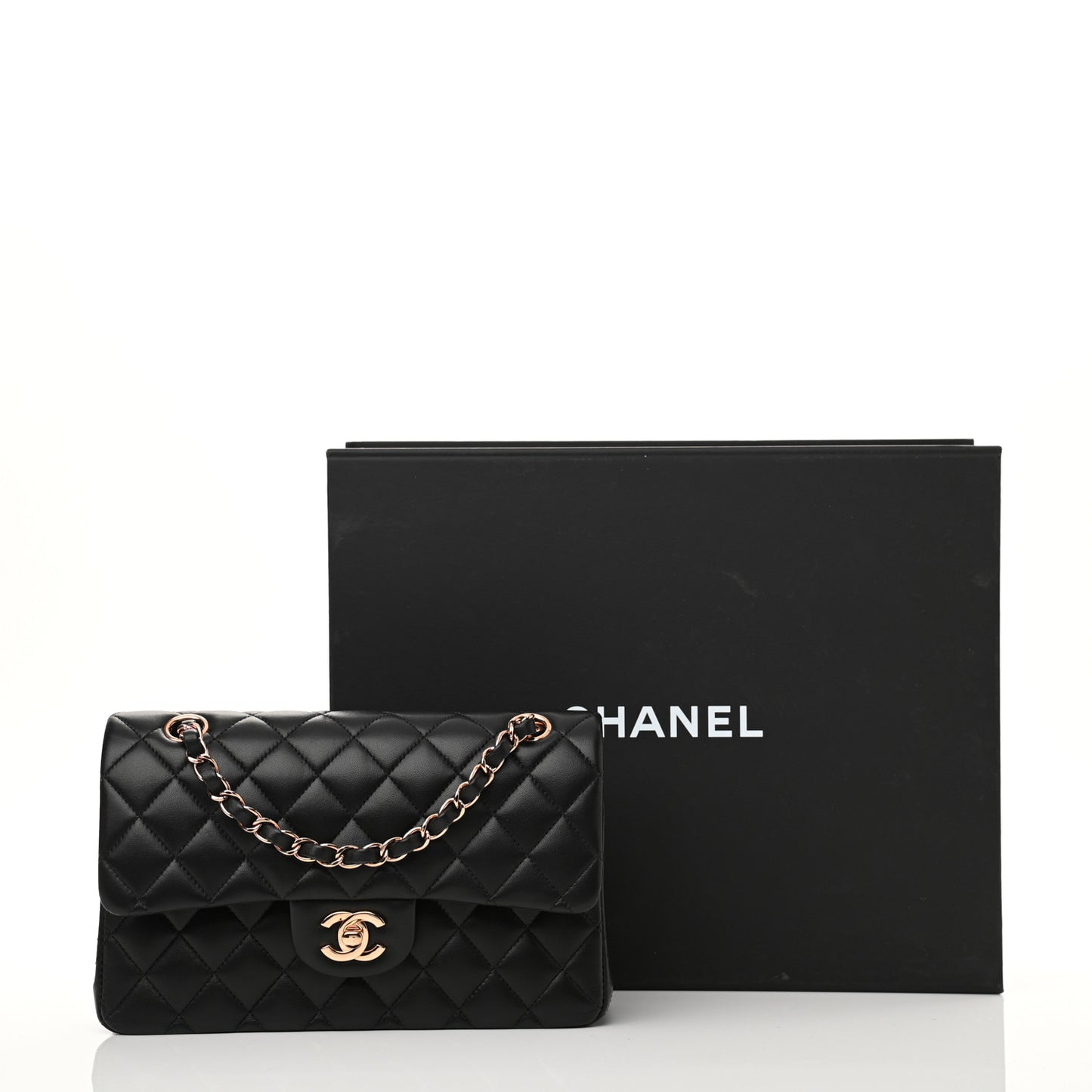 Lambskin Quilted Small Double Flap Black