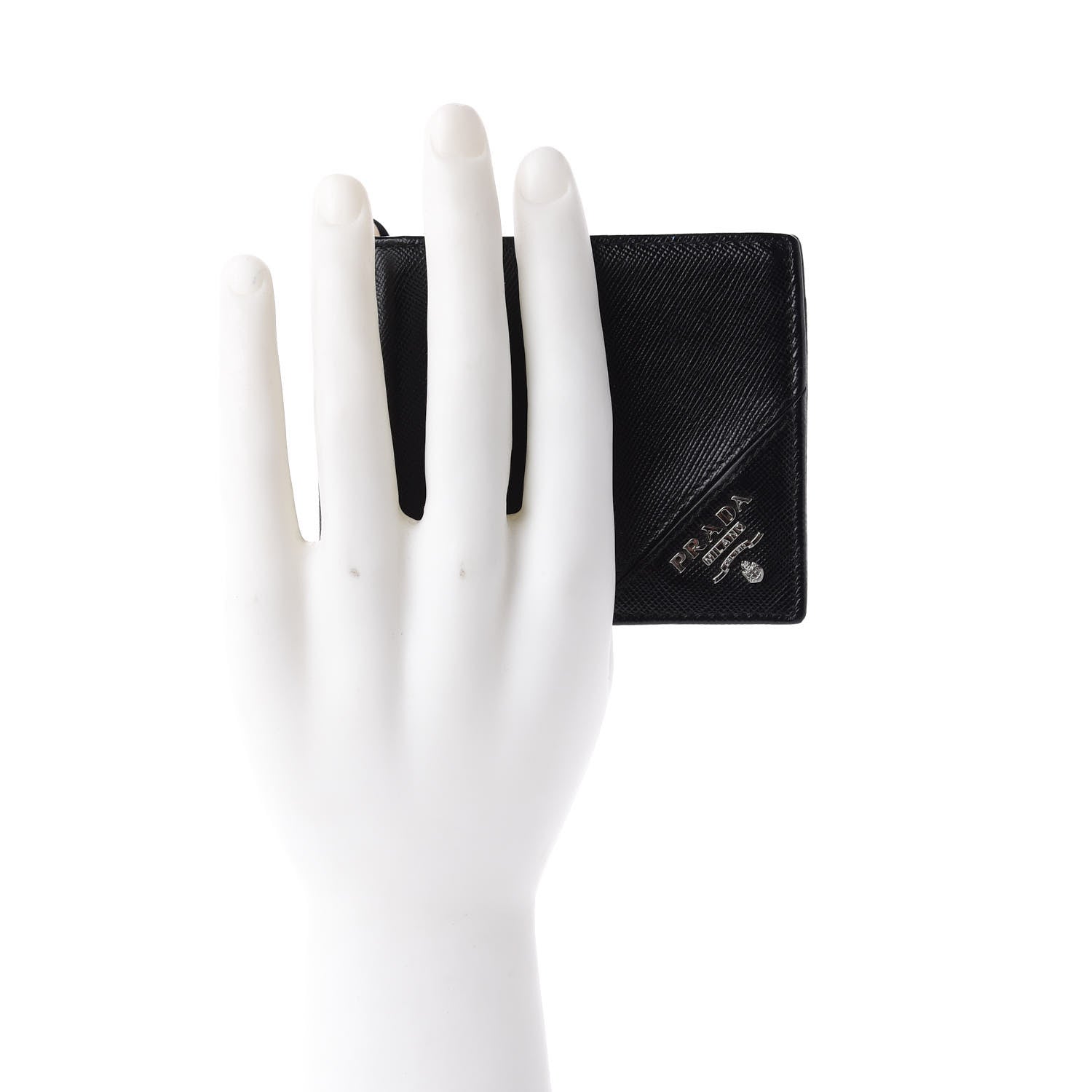 Prada Saffiano Money Clip Bi-Fold Wallet Black 2 of 13