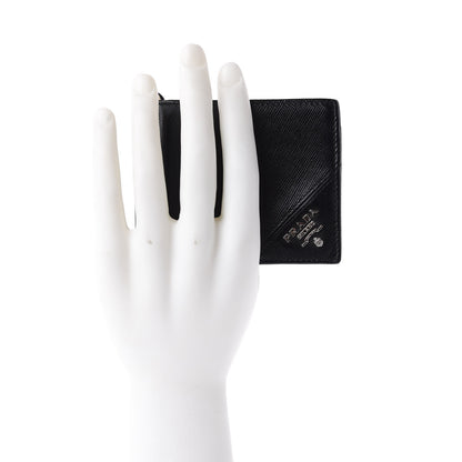 Prada Saffiano Money Clip Bi-Fold Wallet Black 2 of 13