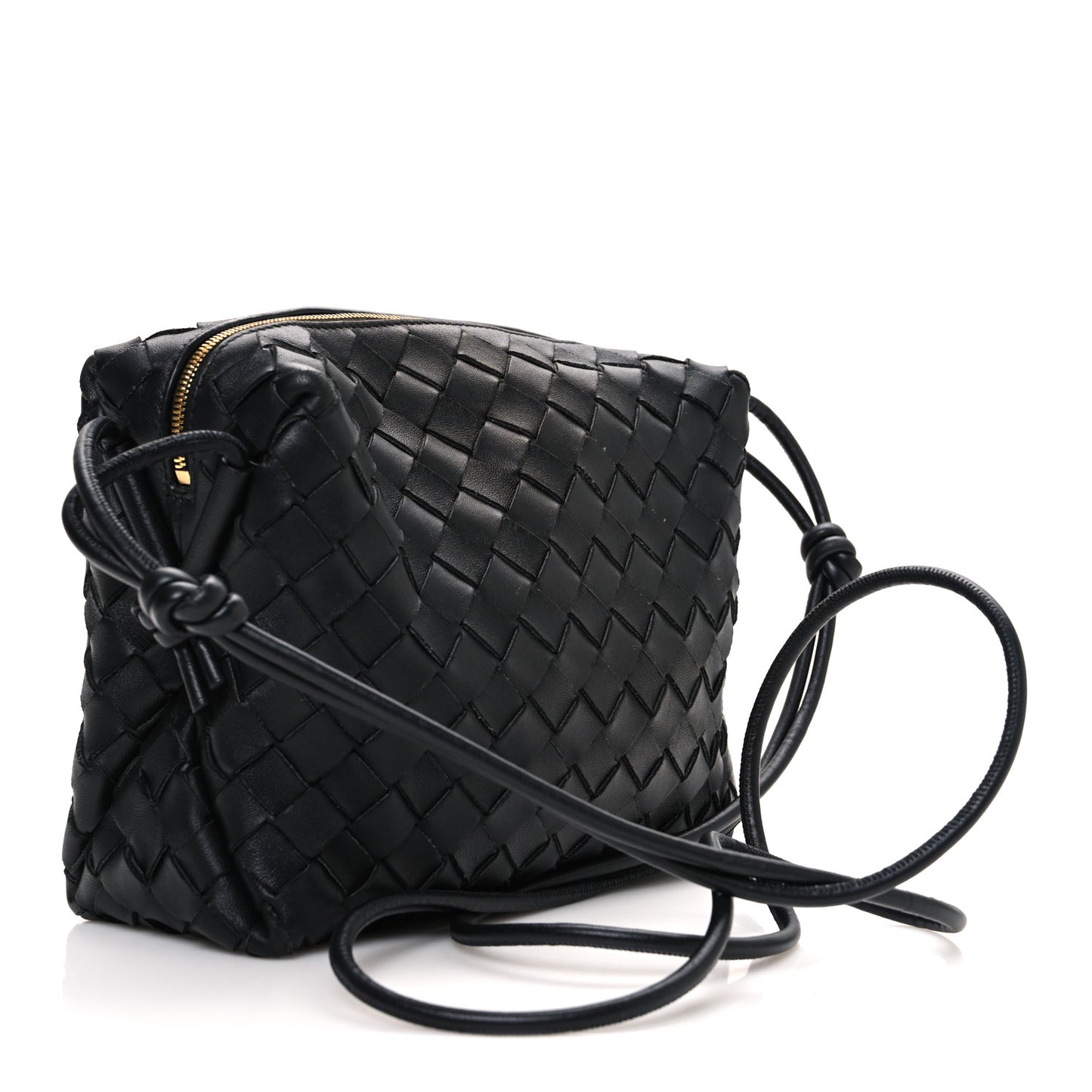 Nappa Intrecciato Small Loop Camera Bag Black