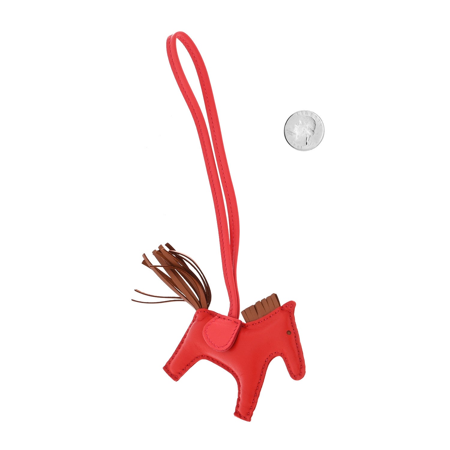 Hermes Milo Lambskin Grigri Rodeo Horse Bag Charm PM Rouge Indien Gold Bougainvillea 2 of 3
