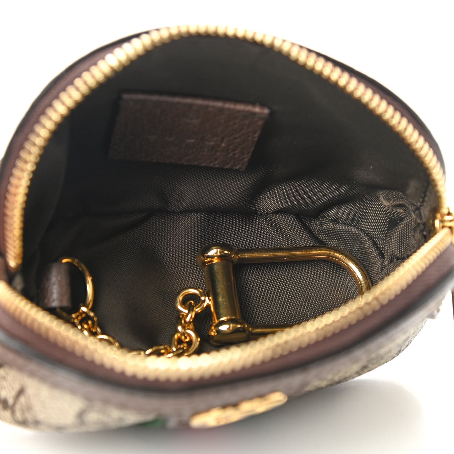 GG Supreme Monogram Web Ophidia Dome Key Pouch Beige New Acero